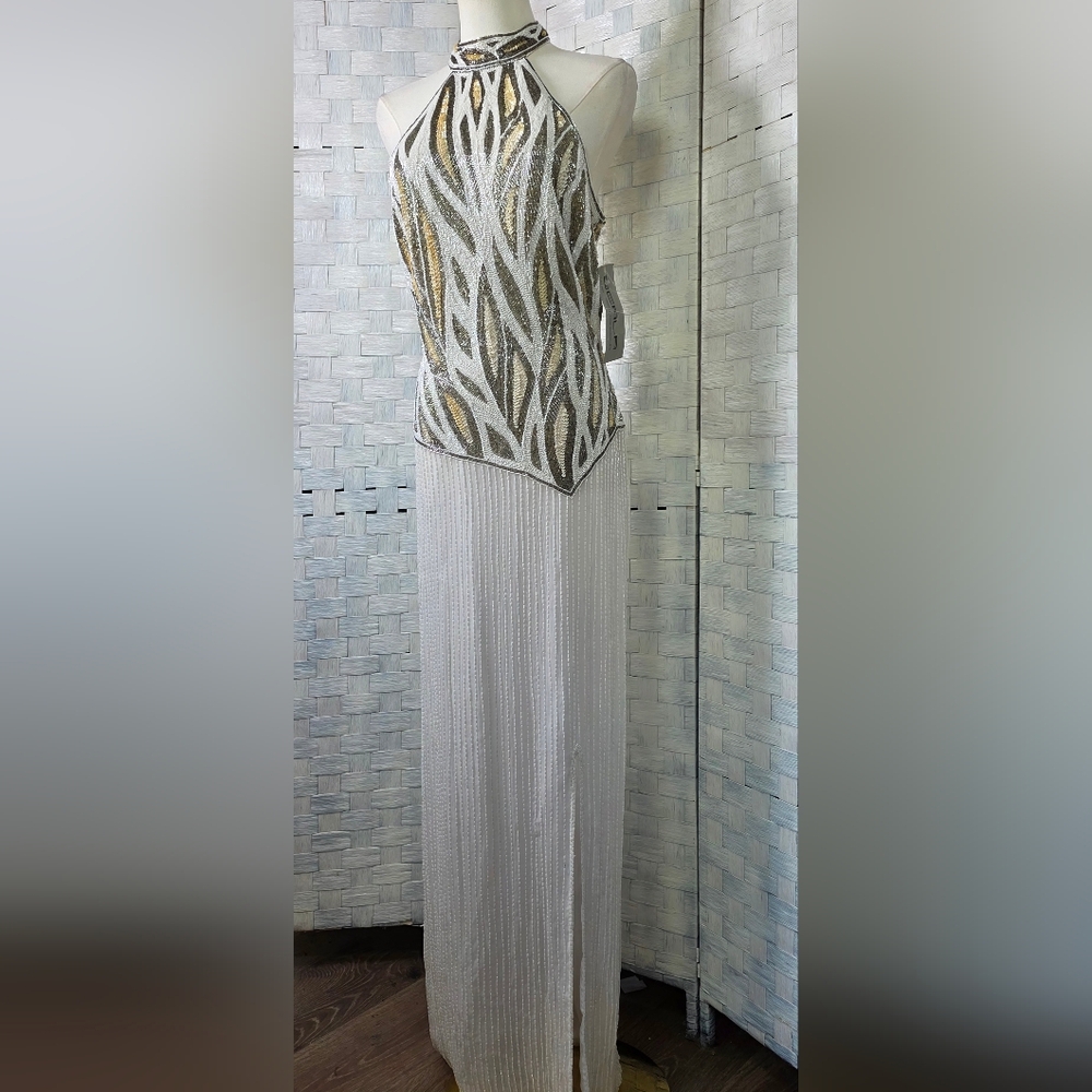 80'S VNTG SCALA FULLY BEADED GOWN - Picture 3 of 16